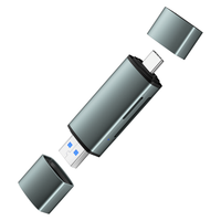 Lecteur de cartes ULT-unite en alliage d'aluminium 2-en-1 USB Type-C 5 Gbps avec fentes SD et TF