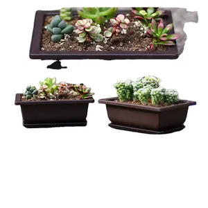 Flower Pot + Tray Balcony Square Flower Bonsai Bowl 10 Types Nursery Basin Planter Plastic Rectangle Flower Pots