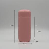 Botol Tabir Surya Oval Pipih 50ml Ramah Lingkungan Warna Pink Sentuhan Lembut Buatan Pabrik untuk Perawatan Kulit Serum Foundation BB CC Cream Perawatan Harian