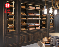 Conception d'intérieur de magasin de cigares sur mesure, présentoir mural pour magasin de tabac et de cigarettes, mobilier vintage en bois pour magasin de fumeurs