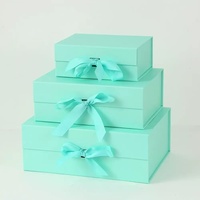 Einteilige Faltbare Rechteckige Geschenkbox aus Pappe mit Magnetverschluss und Schleife für Hochzeit, Valentinstag, Muttertag