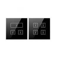 Interrupteur mural tactile LED personnalisé, verre trempé plat avec revêtement anti-reflet AG, panneau capacitif sensible, prise