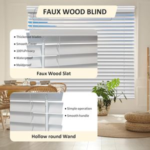 Persianas Venecianas Modernas Personalizables Integradas Horizontales Lisas de PVC Imitación Madera de 5cm de Ancho con Correa de Sujeción para Ventanas Francesas - Product Image 2