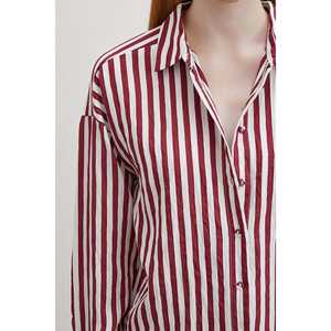 Camisa de Popelina a Rayas Múltiples para Mujer, Estilo Casual para el Día a Día, Diseño con Paneles y Botones - Product Image 2