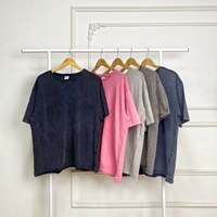 T-shirt vierge personnalisé en coton slub délavé à l'acide, style vintage, confortable, doux, streetwear, respirant, uni