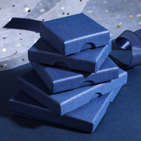 Boîte à bijoux bleue fine personnalisée avec couvercle et base, idéale pour bagues, boucles d'oreilles, colliers, emballage cadeau, logo personnalisé