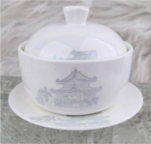 Service de vaisselle en porcelaine blanche, style chinois, bol à soupe, assiette, cuillère, logo personnalisé, vaisselle pour restaurant et maison - Product Image 2