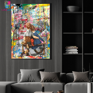UNIART-Deux Petites <span class=keywords><strong>Guess</strong></span> Décoration murale Banksy Toile Art Mural Photo Print Modern Bedroom Decor Posters Graffiti Street Art - Product Image 2