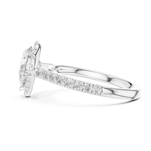 Women's 2 Carat Lab Grown Luxury <b>Solitaire</b> Halo Pear Cut Engagement Diamond <b>Ring</b> 925 Sterling <b>Silver</b> Wedding Party Anniversary - Product Image 4