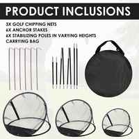 3 Paket Set Jaring Latihan Golf Pop Up Besar Sedang Kecil dengan Tiang Penahan, Tas Jinjing, untuk Indoor & Outdoor, OEM Grosir