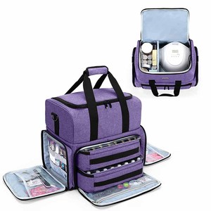 Custom professional Manicure Tool Bag UV Nail Lamp Storage Nail Polish Organizer Holds Nail Polish Bag with 2 Removable Pouches