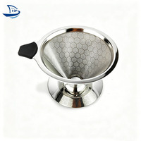 Filtre à café en acier inoxydable à double poignée, cône filtrant réutilisable à mailles fines, passoire à café de qualité alimentaire pour barista, personnalisable