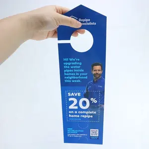 Custom Shape 350G Art Paper Business Door Hangers For Advertising Paper Disturb Door Hanger