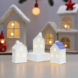 Led Verlichte Keramische Kersthuisdecoratie Voor Vakantiedecoratie En Feestelijke Vieringen Modelwoning