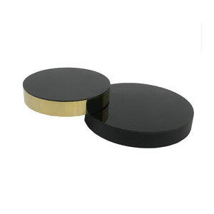 Luxuriöser Klassischer Edelstahl-Couchtisch <span class=keywords><strong>Benson</strong></span> mit Schwarzer Gehärteter Glasplatte, Drehbarer Teetisch für Wohnzimmer und Flur, Stoffmaterial - Product Image 3