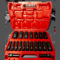 Jeu de clés à douilles à cliquet Evian 50 pièces, 1/2 pouce, métriques, profondes et courtes, pour réparation et entretien automobile, boîte à outils manuelle