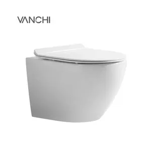 New Design White Ceramic Wall Mounted Hung Toilet Rimless 2 Piece With Bidet Set