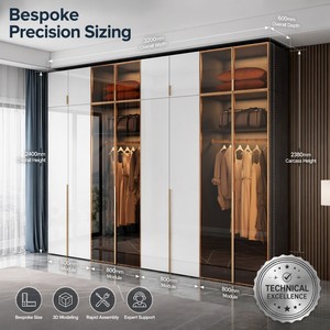 <span class=keywords><strong>Armoire</strong></span> moderne minimaliste de luxe en blanc et bois, style nordique, <span class=keywords><strong>armoire</strong></span> modulaire personnalisée pour chambre à coucher, grande capacité de rangement, <span class=keywords><strong>armoire</strong></span> de villa - Product Image 2