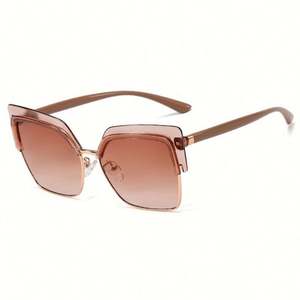 Gafas de Sol de Moda Retro Vintage de Lujo para Mujer 2021, Gafas de Sol de Gran Tamaño con Media Montura Metálica, Gafas de Sol de Ojo de Gato para Mujer - Product Image 5