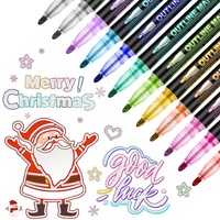 Rotulador de Doble Línea con Purpurina Metálica HUA, 48 Colores, MK001048, para Manualidades, Tarjetas, Navidad, Graffiti, Arte, Pintura y Escritura