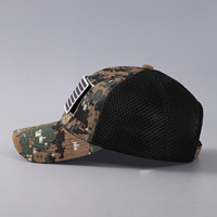 Gorra Trucker de Malla con Camuflaje y Parche de la Bandera de EE. UU., Gorra Táctica de 6 Paneles con Cierre a Presión