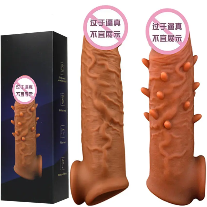 Thực Tế Bao Cao Su Cho Nam Giới Tái Sử Dụng Dương Vật Tay Áo Cho Nam Chất Lỏng Silicone Dildo Enhancer Mở Rộng Bao Cao Su Nam Gà Quan Hệ Tình Dục Đồ Chơi