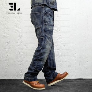 LARSUR Pantalon de menuisier en denim rayé indigo personnalisé en usine en détresse Délavé <span class=keywords><strong>Jean</strong></span> automobile Wabash Railway Railroad pour hommes - Product Image 6