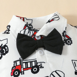 Para <span class=keywords><strong>Amazon</strong></span> Cute Baby Boy Gentleman Bow Tie Truck Top Shorts Verano Algodón Manga corta Top Pantalones Cierre <span class=keywords><strong>de</strong></span> botón a presión Animal ODM - Product Image 4