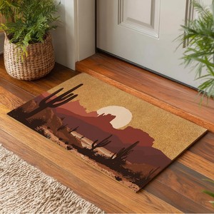 Tapis de porte Cangming en imitation fibre de coco, motif tournesol et abeille, antidérapant, lavable, tapis d'entrée, style moderne - Product Image 3