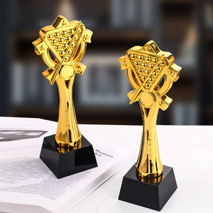 Spedizione Immediata: Trofeo in Cristallo Personalizzato per Tornei di Snooker e Biliardo a Otto e Nove Palle - Piccola Statua Dorata - Product Image 3