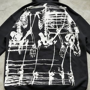 Sweat à capuche zippé oversize personnalisé pour homme, motif squelette rouge streetwear, style audacieux - Product Image 4