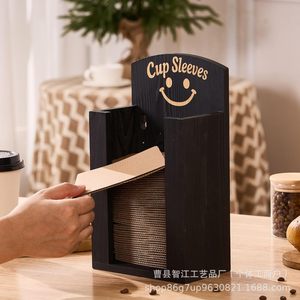 Estante de almacenamiento de madera creativo transfronterizo para tiendas de bebidas, portavasos, cajas de almacenamiento, portavasos de papel desechables de madera maciza - Product Image 4