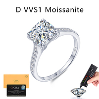 Bague de Fiançailles et de Promesse en Argent Sterling S925 pour Femme, Certifiée GRA, Moissanite Taille Asscher 2,5 Carats Couleur D, Vente en Gros Usine