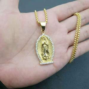 Hip Hop Christian Catholic Lady Mary impermeable deslustre libre de acero inoxidable joyería de moda colgantes collares para hombre - Product Image 2