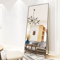 Miroir sur pied moderne personnalisable en alliage d'aluminium doré, grand format, pour maquillage et dressing – Miroir tendance