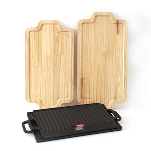 Padella Grill Quadrata <span class=keywords><strong>in</strong></span> <span class=keywords><strong>Ghisa</strong></span> Chef Collection con Base <span class=keywords><strong>in</strong></span> Legno Nera 45cm/50cm, Piastra Calda <span class=keywords><strong>per</strong></span> BBQ, Utensile da Cucina <span class=keywords><strong>per</strong></span> Fornelli <span class=keywords><strong>a</strong></span> Gas e <span class=keywords><strong>a</strong></span> Induzione - Product Image 5