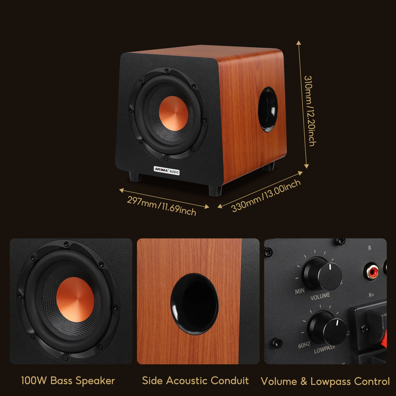 AIYIMA 800X サブウーファー 150W 8インチ アクティブスピーカー 重