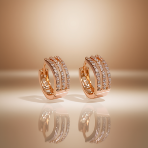 Orecchini a Cerchio in Oro Rosa con Cristalli e Strass, Gioielli di Lusso da Donna per Uso Quotidiano - Product Image 2