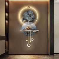 Peinture Décorative Murale 3D Moderne de Luxe avec Éclairage LED et Cadre en Fer pour Couloir et Salon
