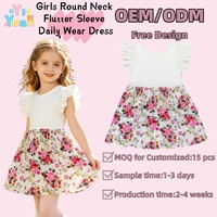 Robe personnalisable pour petite fille, à volants aux épaules, motif floral, coupe ample, tenue décontractée pour les sorties, les voyages et les rassemblements