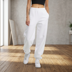 Pantalon de jogging décontracté pour homme en coton blanc, taille élastique, poches latérales, léger, tissé, respirant, écologique, pour l'automne - Product Image 3