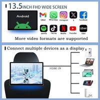 Monitor de Reposacabezas para Auto de 13.5'' con Android 14, 2+32G, 1920x1200, Pantalla Táctil, WiFi, Audio Hi-Fi, IPS, Compatible con Mirror Link para Asientos Traseros