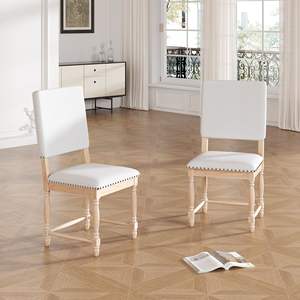 DB TOPMAX Chaises de salle à manger rembourrées 2 pièces traditionnelles vintage avec dossier naturel rembourré - Product Image 3