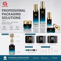 Ensemble de soins cosmétiques et capillaires de luxe 30g 50g 40ml/100ml/120ml, emballage en flacon de verre bleu avec pompe, lotion pour le corps et pot