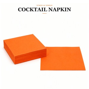 Plain Solid Orange <b>Paper</b> Cocktail <b>Napkins</b> 3 Ply Square Colored Serviettes for Party Wedding Banquet - Product Image 2
