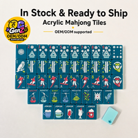 Set Poker Akrilik Lipat 2 Lapis Premium Warna Teal untuk Olahraga Musim Dingin, Apres Ski Club American Mahjong Tiles