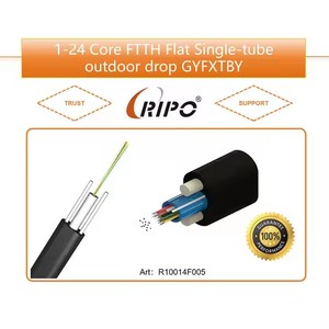 Cable de fibra óptica de caída exterior de un solo tubo plano FTTH de 1-24 núcleos GYFXTBY resistente al agua a los rayos UV para FTTx aéreo y subterráneo - Product Image 2