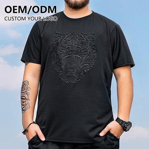 เสื้อยืดพิมพ์ลายโลโก้นูนทันสมัย เสื้อยืดคอตตอนสั่งทำพิเศษสำหรับผู้ชาย เสื้อยืดคอกลมลายนูน 3 มิติ - Product Image 1