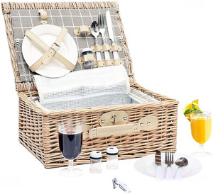 Cesta <span class=keywords><strong>De</strong></span> Mimbre blanca para pícnic, carrito <span class=keywords><strong>De</strong></span> cocina, Bolsa <span class=keywords><strong>De</strong></span> Vino Y Manta negra, Mejor Mesa, Cestas - Product Image 3