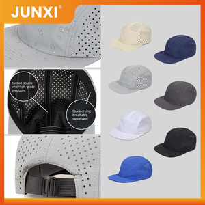 Casquettes en maille respirantes à séchage rapide en gros, logo personnalisé, cyclisme, <span class=keywords><strong>camping</strong></span>, course à pied, casquette de <span class=keywords><strong>camping</strong></span> unie à 5 panneaux non structurée - Product Image 2